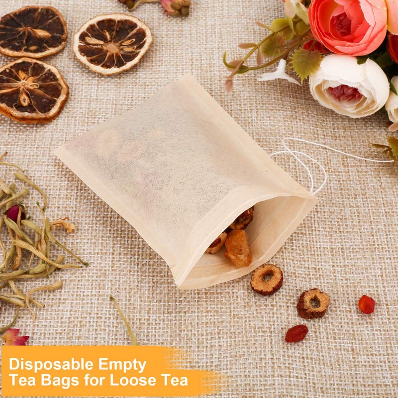 BetyBedy 100PCS Tea Filter Bags, Disposable Tea Bags for Loose Leaf Tea, Drawstring Empty Tea Infuser, BetyBedy Tea Steeper, Natural Unbleached Wood Pulp Paper Material, 1-Cup Capacityï¼ˆ3.15 x 3.94 inchï¼‰ - Image 5